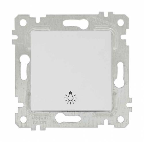 Rita Mechanism+Plate One Gang One Way Switch (Push Plate) White with Screw