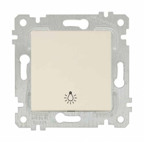 Rita Mechanism+Plate One Gang One Way Switch (Push Plate) White with Screw