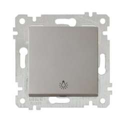 Rita Mechanism+Plate One Gang One Way Switch (Push Plate) White with Screw - Thumbnail
