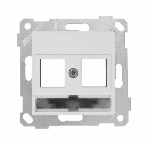 Rita Mechanism+Plate Telephone Data Socket with Label White - Without Connector