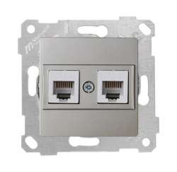 Rita Mechanism+Plate Telephone Socket 2Xrj12 White - Thumbnail