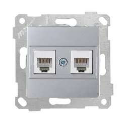 Rita Mechanism+Plate Telephone Socket 2Xrj12 White - Thumbnail