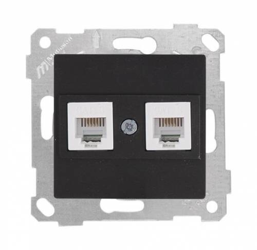 Rita Mechanism+Plate Telephone Socket 2Xrj12 White
