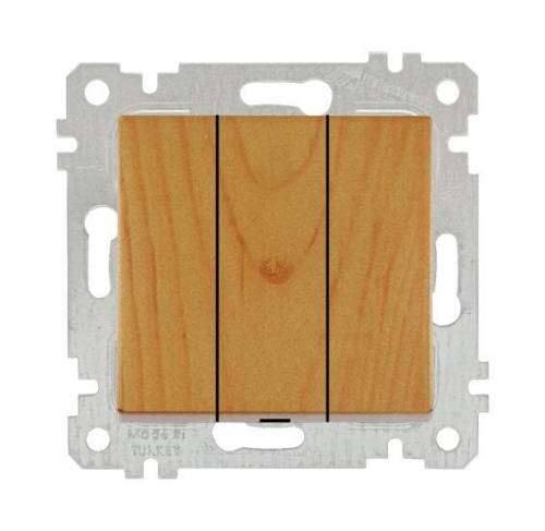 Rita Mechanism+Plate Three Gang One Way Switch White - with Screw