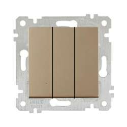 Rita Mechanism+Plate Three Gang One Way Switch White - with Screw - Thumbnail