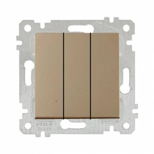 Rita Mechanism+Plate Three Gang One Way Switch White - with Screw
