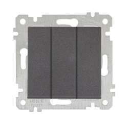 Rita Mechanism+Plate Three Gang One Way Switch White - with Screw - Thumbnail