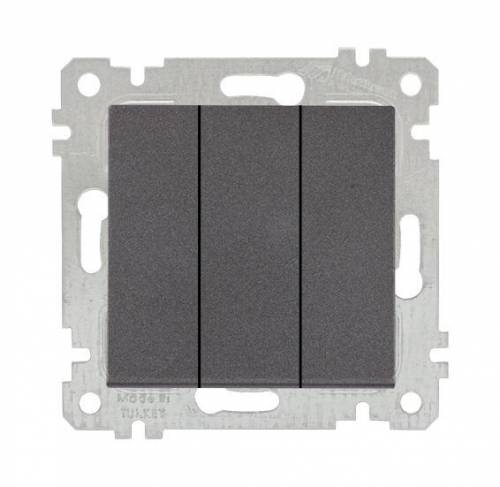 Rita Mechanism+Plate Three Gang One Way Switch White - with Screw