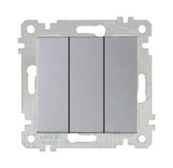 Rita Mechanism+Plate Three Gang One Way Switch White - with Screw - Thumbnail