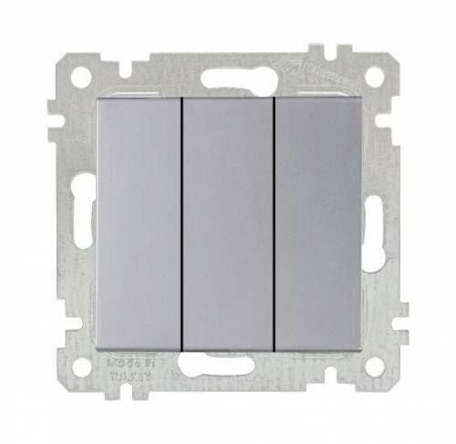 Rita Mechanism+Plate Three Gang One Way Switch White - with Screw