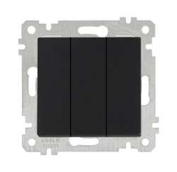 Rita Mechanism+Plate Three Gang One Way Switch White - with Screw - Thumbnail