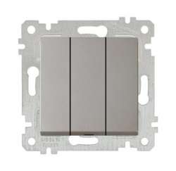 Rita Mechanism+Plate Three Gang One Way Switch White - with Screw - Thumbnail