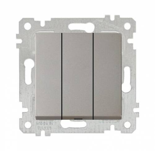 Rita Mechanism+Plate Three Gang One Way Switch White - with Screw
