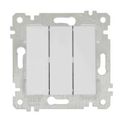 Rita Mechanism+Plate Three Gang One Way Switch White - with Screw - Thumbnail