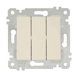 Rita Mechanism+Plate Three Gang One Way Switch White - with Screw - Thumbnail