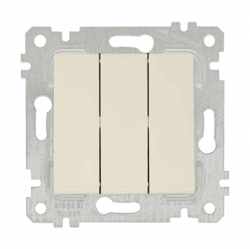 Rita Mechanism+Plate Three Gang One Way Switch White - with Screw