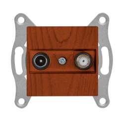 Rita Mechanism+Plate TV/SAT Socket (Through) 4Db/F Connector White - Thumbnail