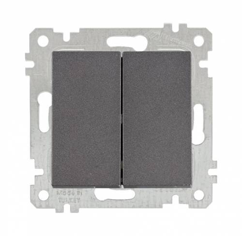 Rita Mechanism+Plate Two Gang One Way Switch White (easy connection)