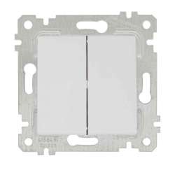 Rita Mechanism+Plate Two Gang One Way Switch White (with screw) - Thumbnail