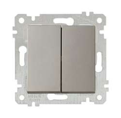 Rita Mechanism+Plate Two Gang One Way Switch White (with screw) - Thumbnail