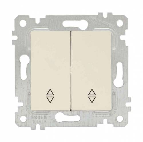 Rita Mechanism+Plate Two Gang Two Way Switch White (Commutator Veavien) Easy Connection