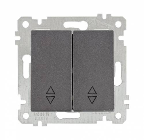 Rita Mechanism+Plate Two Gang Two Way Switch White (Commutator Veavien) Easy Connection