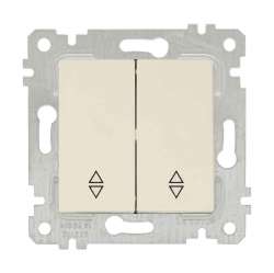 Rita Mechanism+Plate Two Gang Two Way Switch White (Commutator Veavien) with Screw - Thumbnail