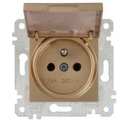 Rita Mechanism+Plate UPS Socket (French) with Cover (Child Protection) White - Thumbnail