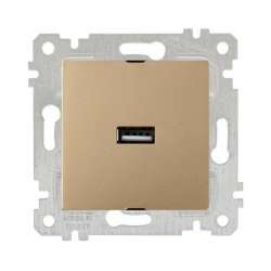 Rita Mechanism+Plate USB Charge Socket White - Thumbnail