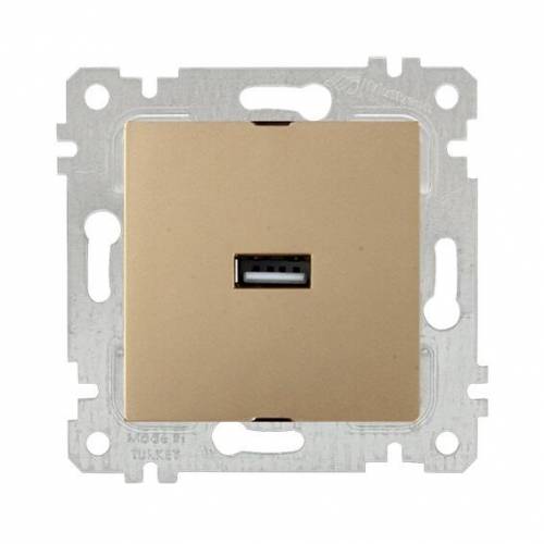 Rita Mechanism+Plate USB Charge Socket White