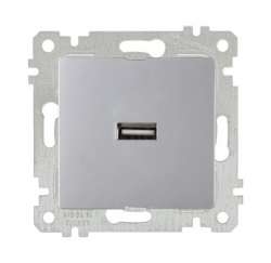 Rita Mechanism+Plate USB Charge Socket White - Thumbnail