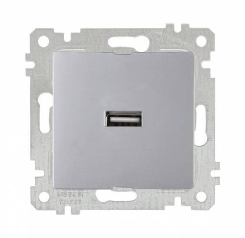 Rita Mechanism+Plate USB Charge Socket White