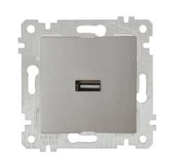 Rita Mechanism+Plate USB Charge Socket White - Thumbnail