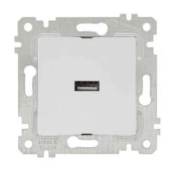 Rita Mechanism+Plate USB Charge Socket White - Thumbnail