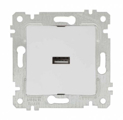 Rita Mechanism+Plate USB Charge Socket White