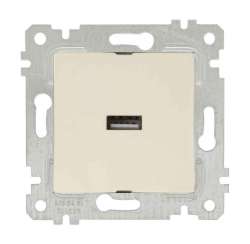 Rita Mechanism+Plate USB Charge Socket White - Thumbnail