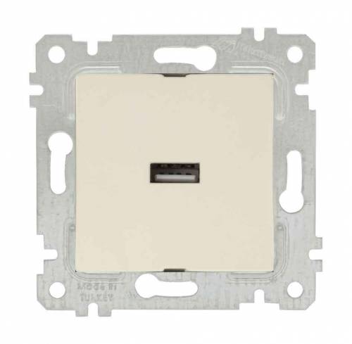 Rita Mechanism+Plate USB Charge Socket White