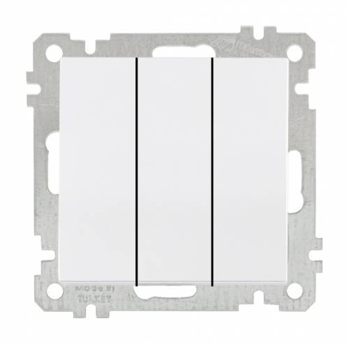 Three Gang One Way Switch White (Easy Connection)