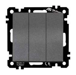 Three Gang One Way Switch White with Screw - Thumbnail