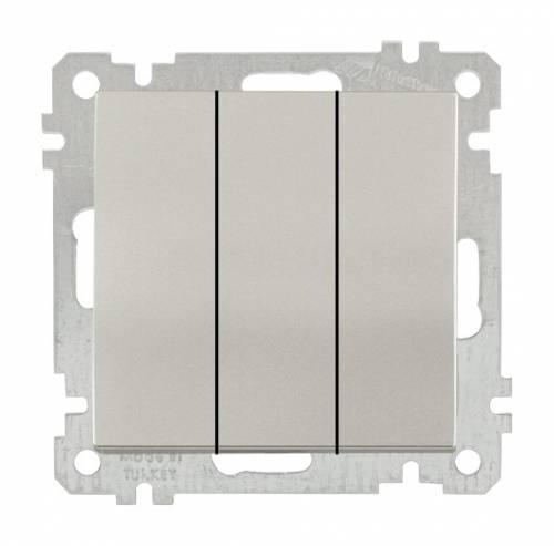 Three Gang One Way Switch White with Screw