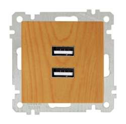 USB Charge Two Socket (Mech+plate) White - Thumbnail
