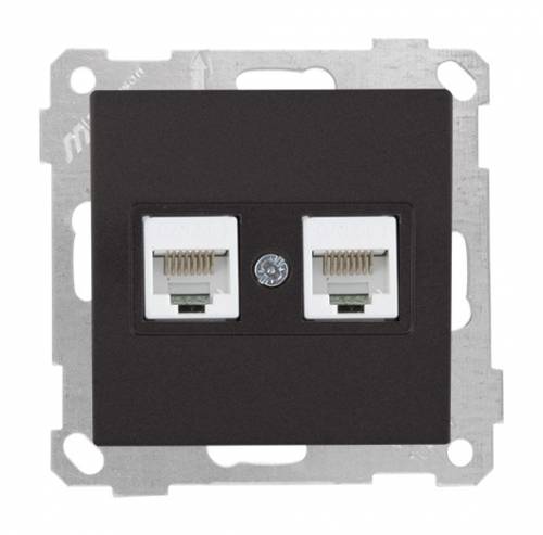 White Data Socket 2*Rj45 (Cat5E)