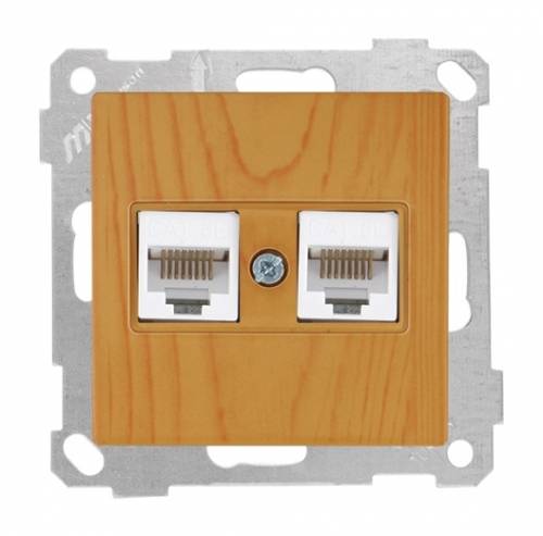 White Data Socket 2*Rj45 (Cat5E)