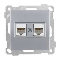 Розетка компьютерная 2*RJ45 (Cat6) Белый цвет - Thumbnail