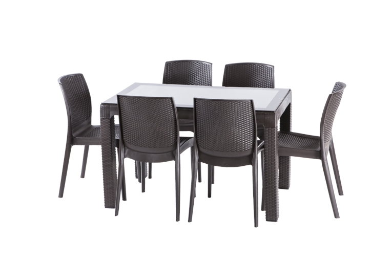 70x120 Rattan Trend Lux Table With Glass