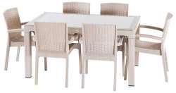 90x150 Стеклянный стол Rattan Trend Lux - Thumbnail