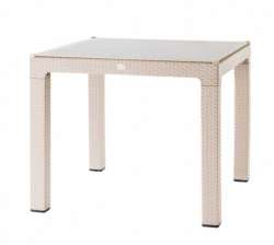 90x90 Rattan Trend Lux Table With Glass - Thumbnail