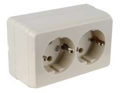 Bron S/M Earthed Double Socket White - Thumbnail