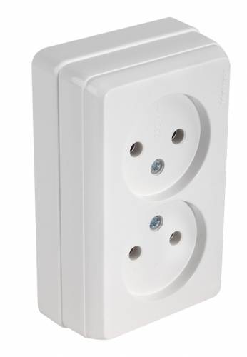 Bron S/M Non-earthed Double Socket (Porcelain) White