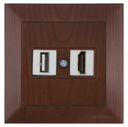 Candela White Data Socket 1* USB/ 1*HDMI with Screw - Thumbnail